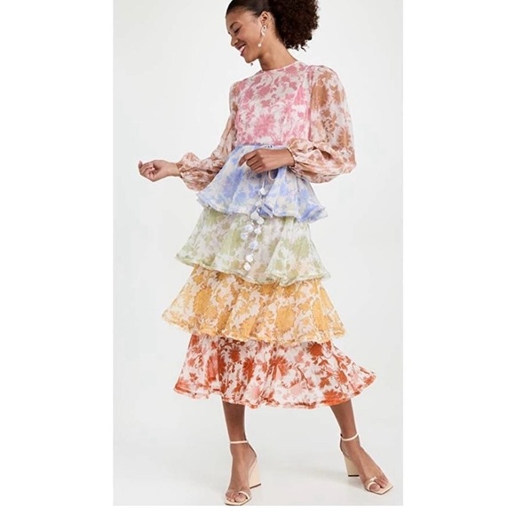 Zimmermann Postcard Flounce Midi Dress - Picture 3 of 7